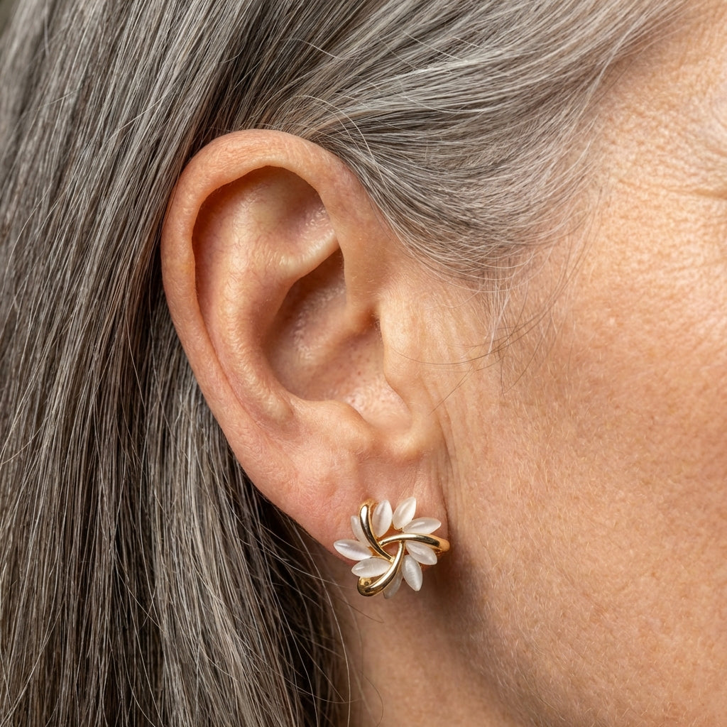 Luxury White Opal Earrings In Gold