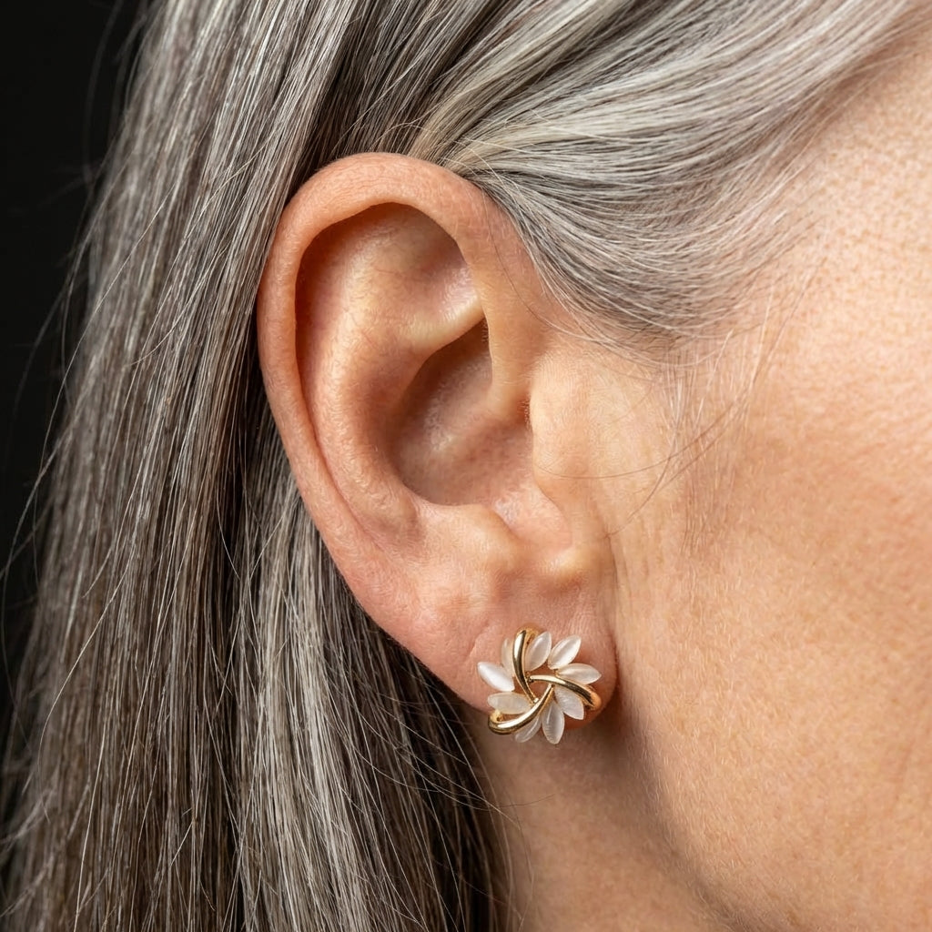 Luxury White Opal Earrings In Gold