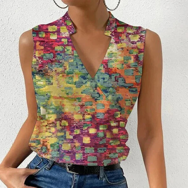 Sleeveless V Neck Top