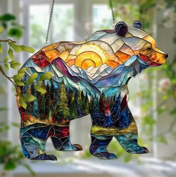 Mountain Landscape Bear Suncatcher