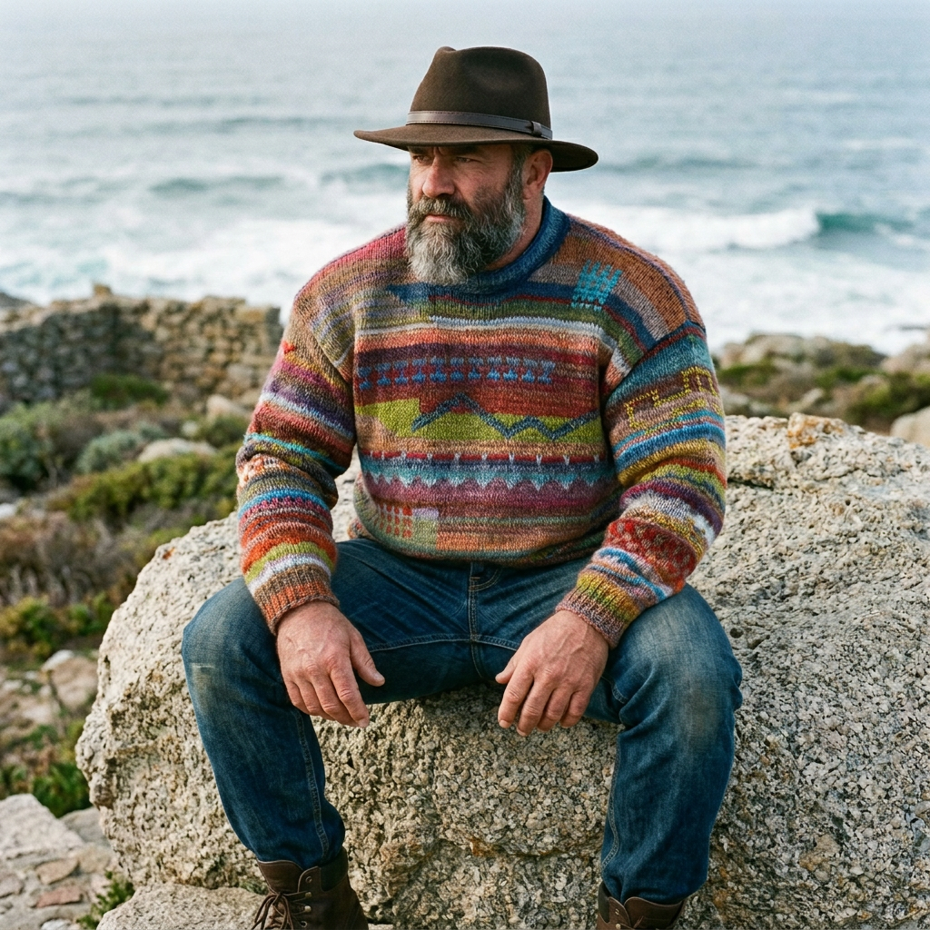 Multicolor Boho Stripe Fair Isle Crewneck