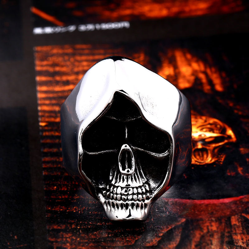 Steel Warrior European And American Men's Creative Stainless Steel Ring Cape Skull Titanium Ring Jewelry
