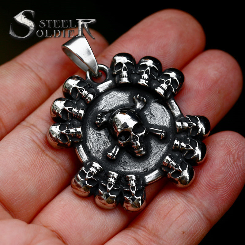Steel Warrior Stainless Steel Skull Bone Necklace Jewelry Hip Hop Punk Style Titanium Steel Men's Pendant