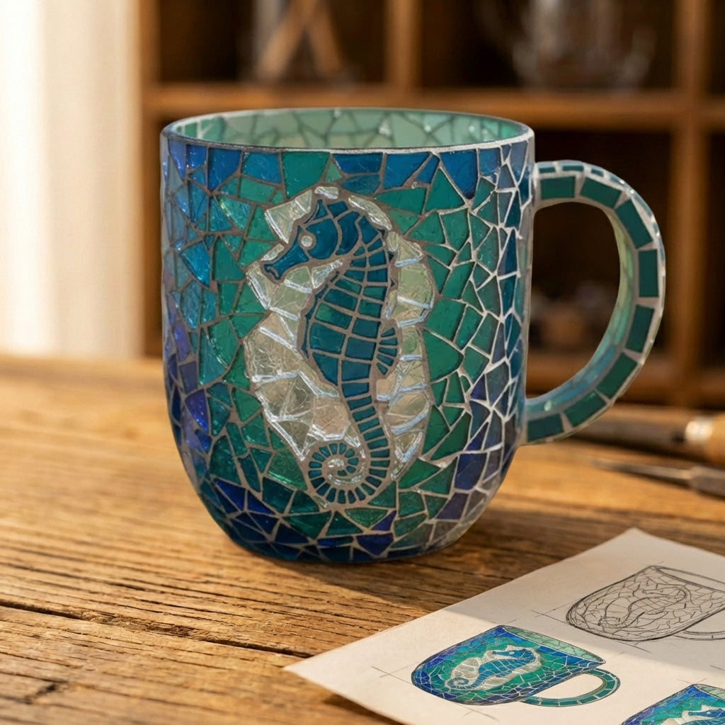 Ocean Seahorse Mosaic Mug