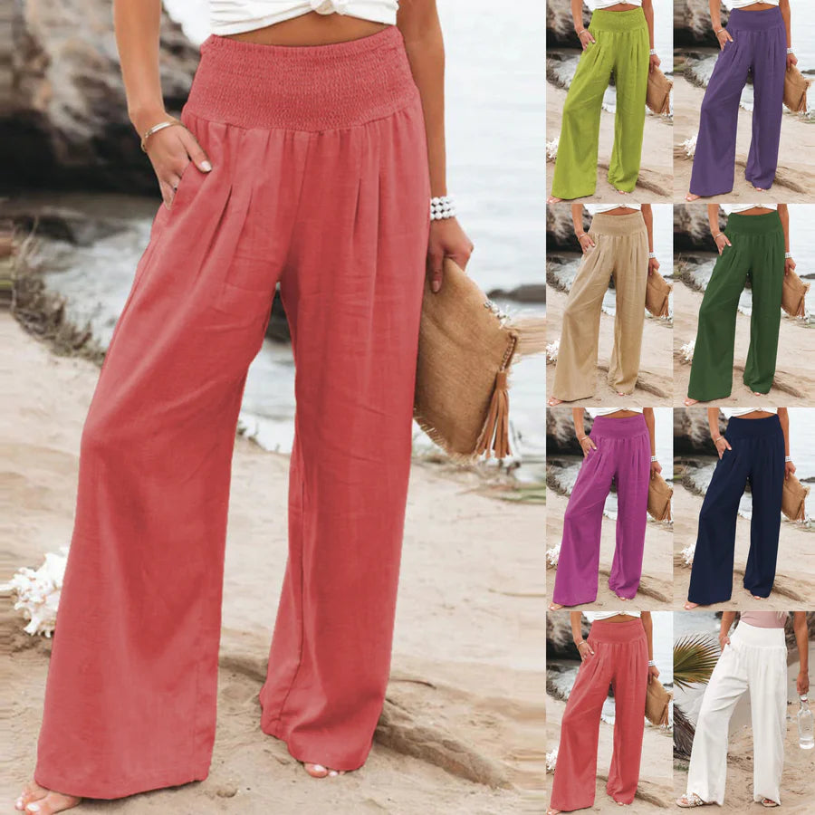 Pants Coral Pink With Smocked Waist