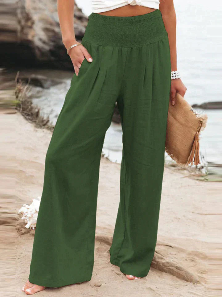 Pants Forest Green With Smocked Waist