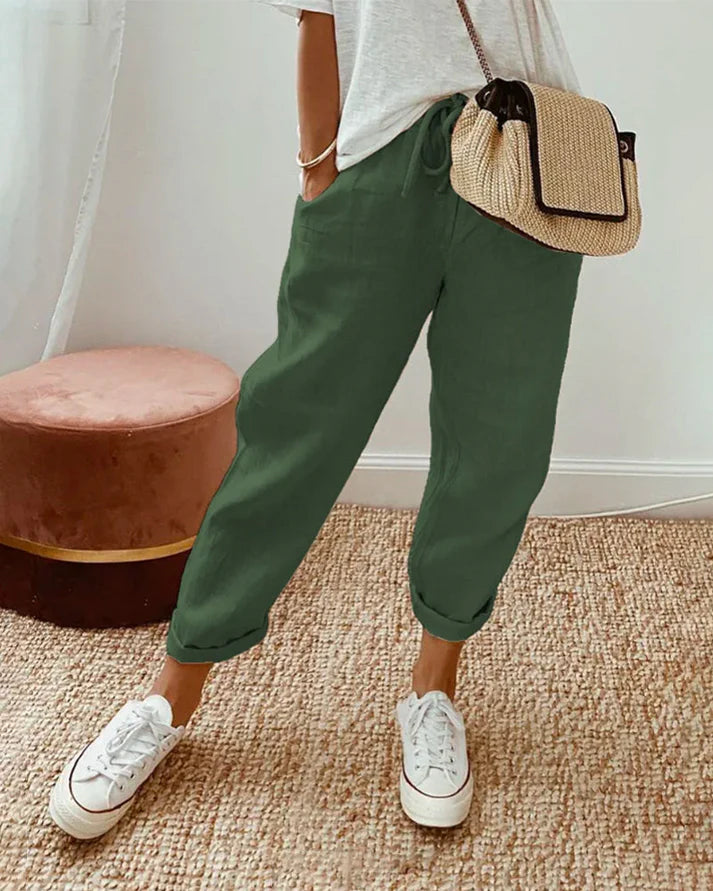 Trousers Forest Green With Solid Weave