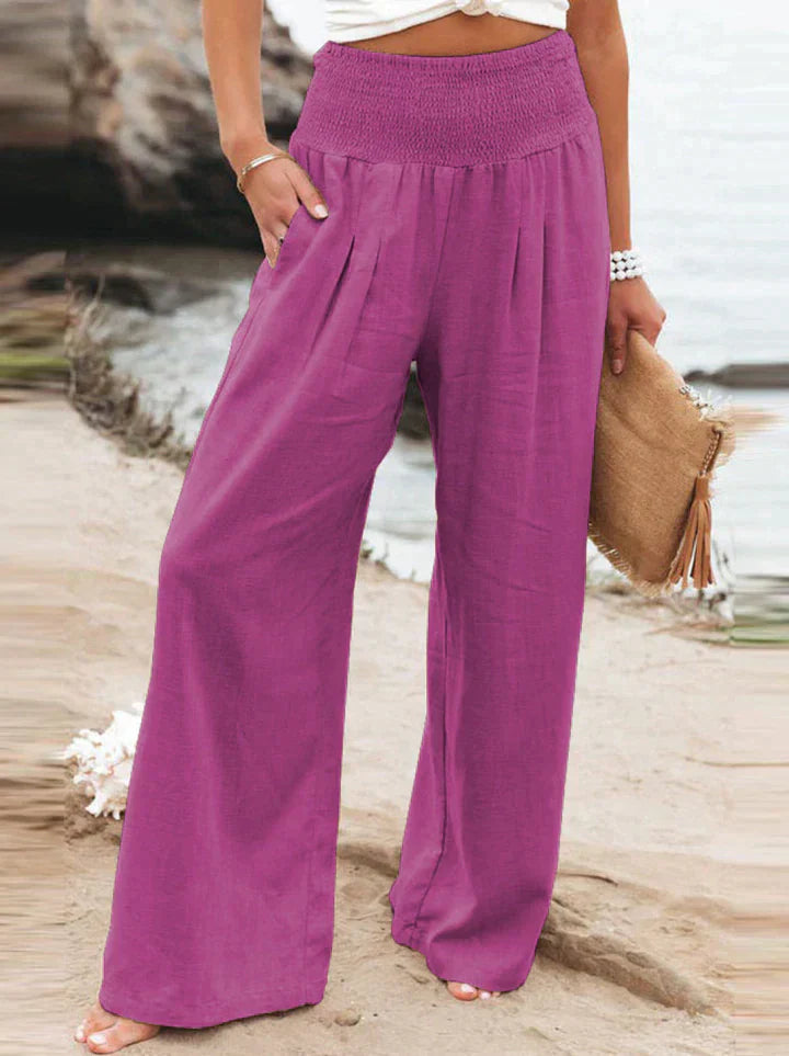 Pants Magenta With Textured Weave