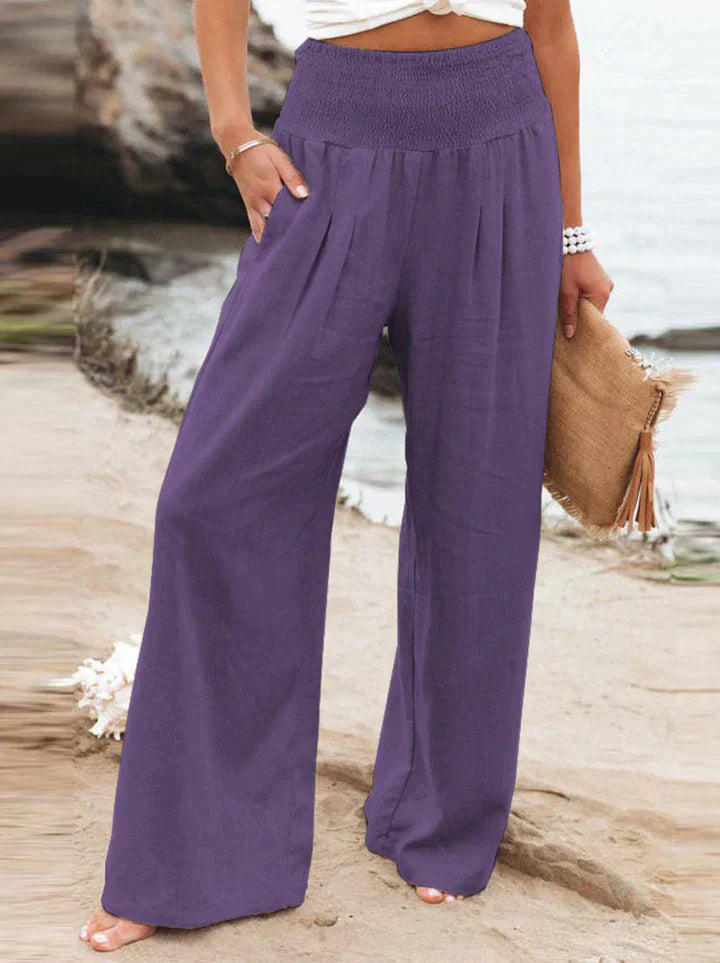 Pants Purple With Smocked Waist
