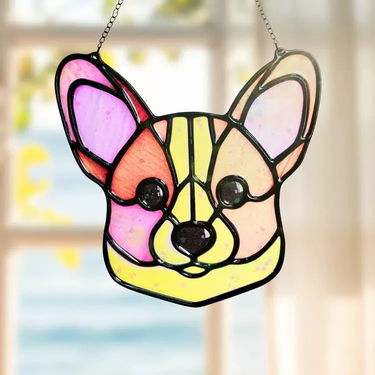 Pastel Corgi Face Suncatcher