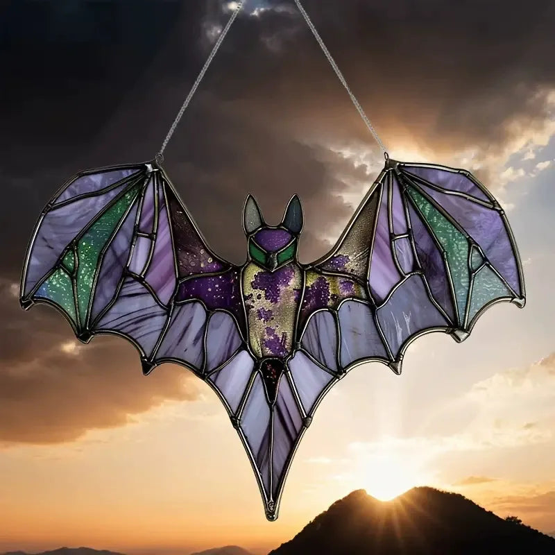 Purple Bat Suncatcher Galaxy Stained Glass