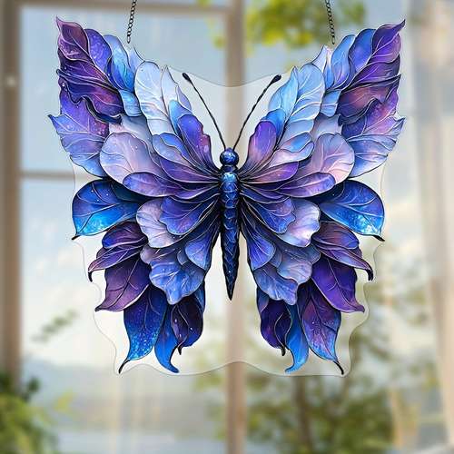 Purple Feather Butterfly Suncatcher