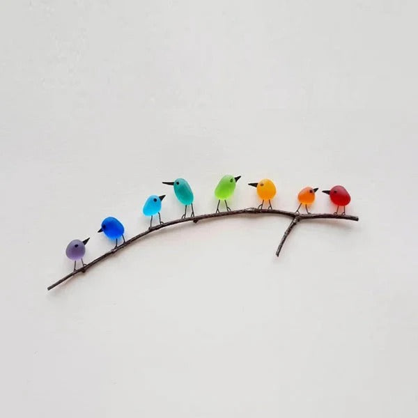 Rainbow Birds Branch Art