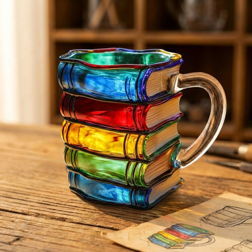 Rainbow Book Stack Mug