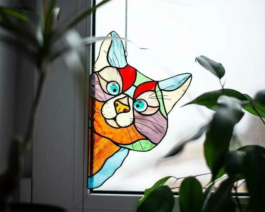Rainbow Calico Cat Suncatcher