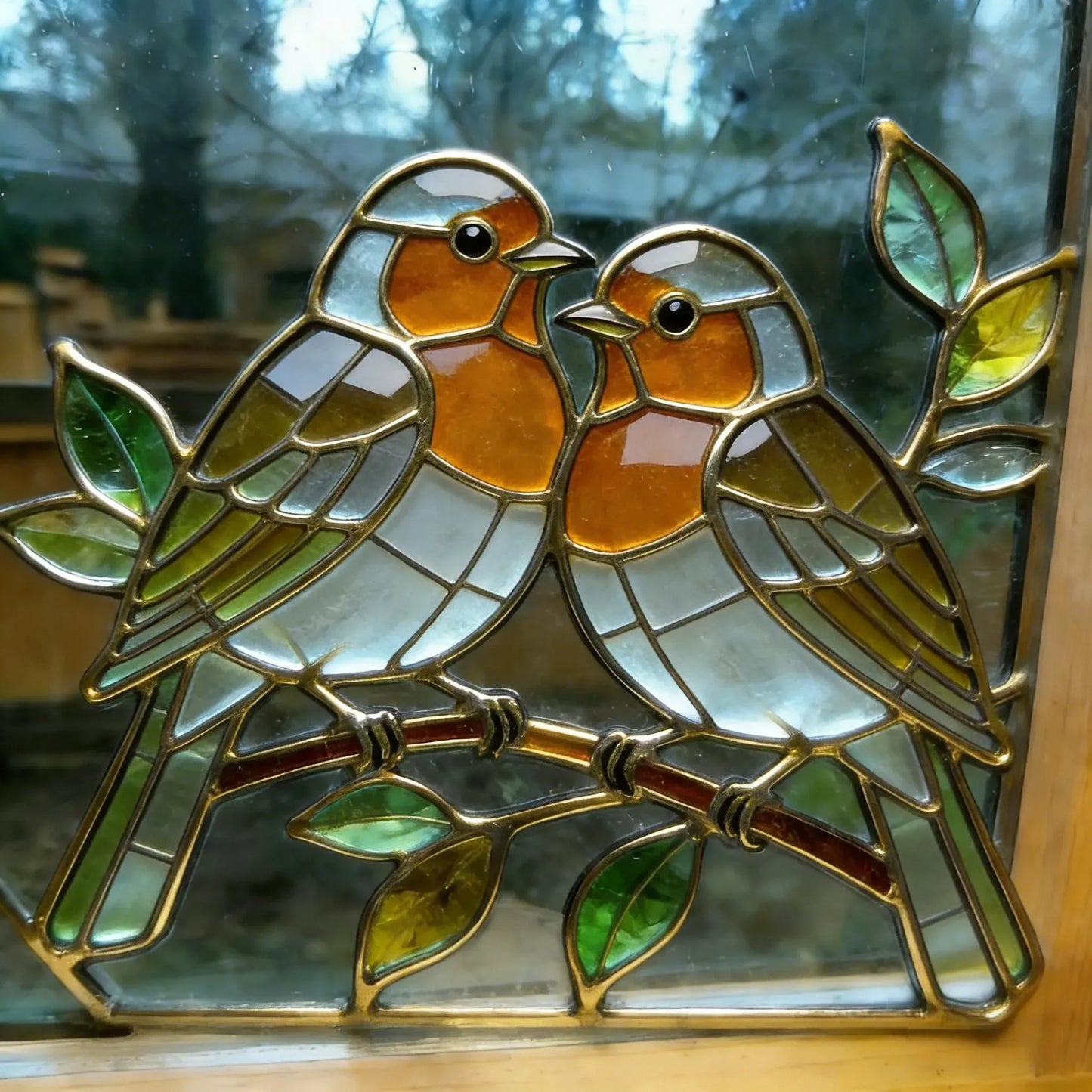 Robin Pair Stained Glass