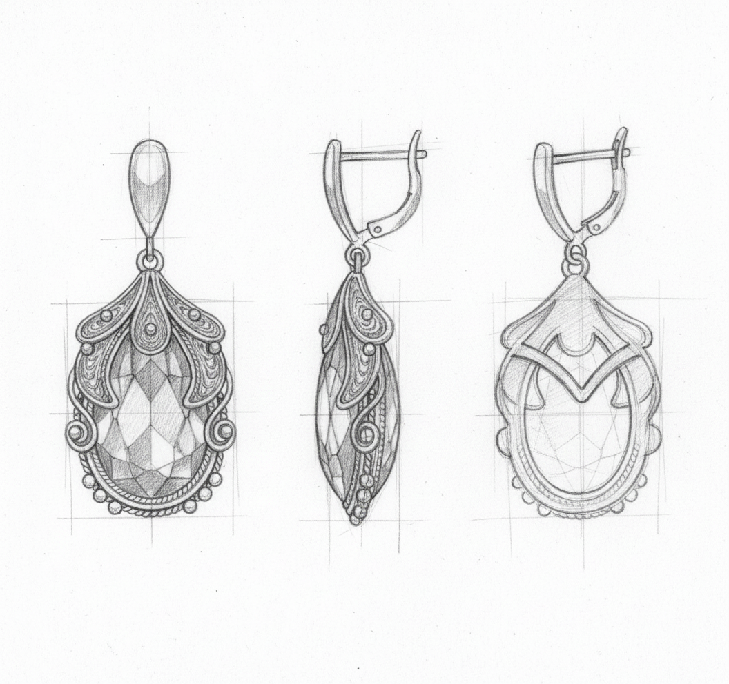 Silver Color Inlaid Blue Stone Earrings