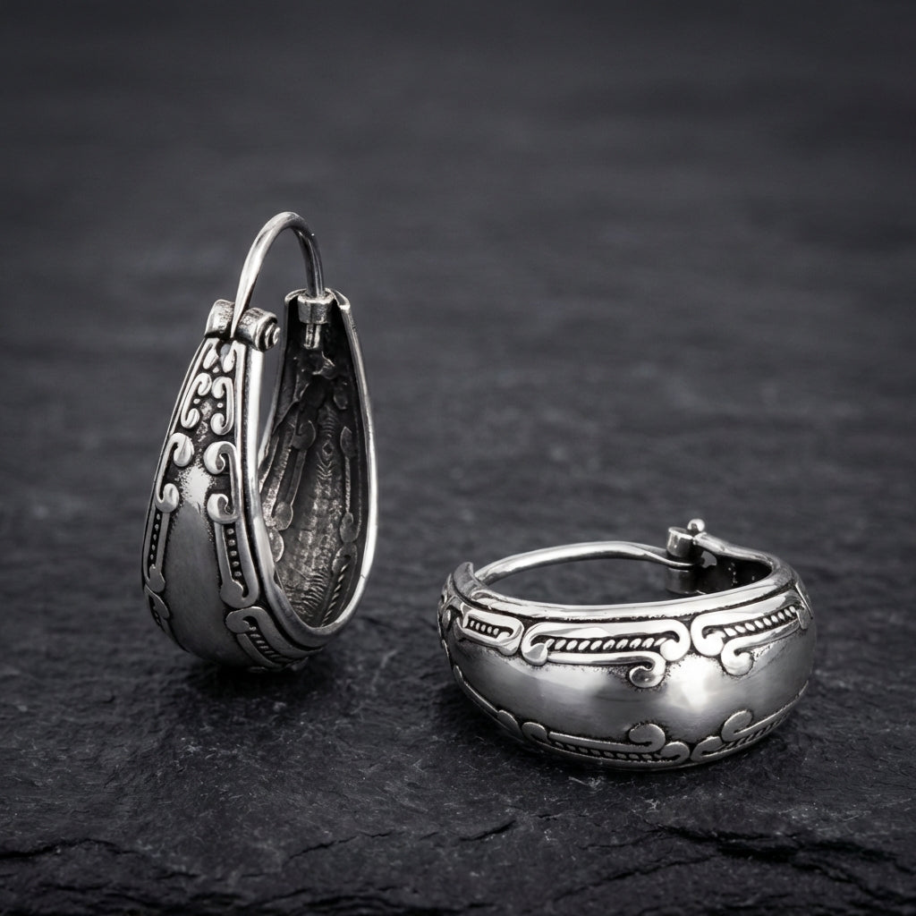 Silver Vintage Mandala Earrings