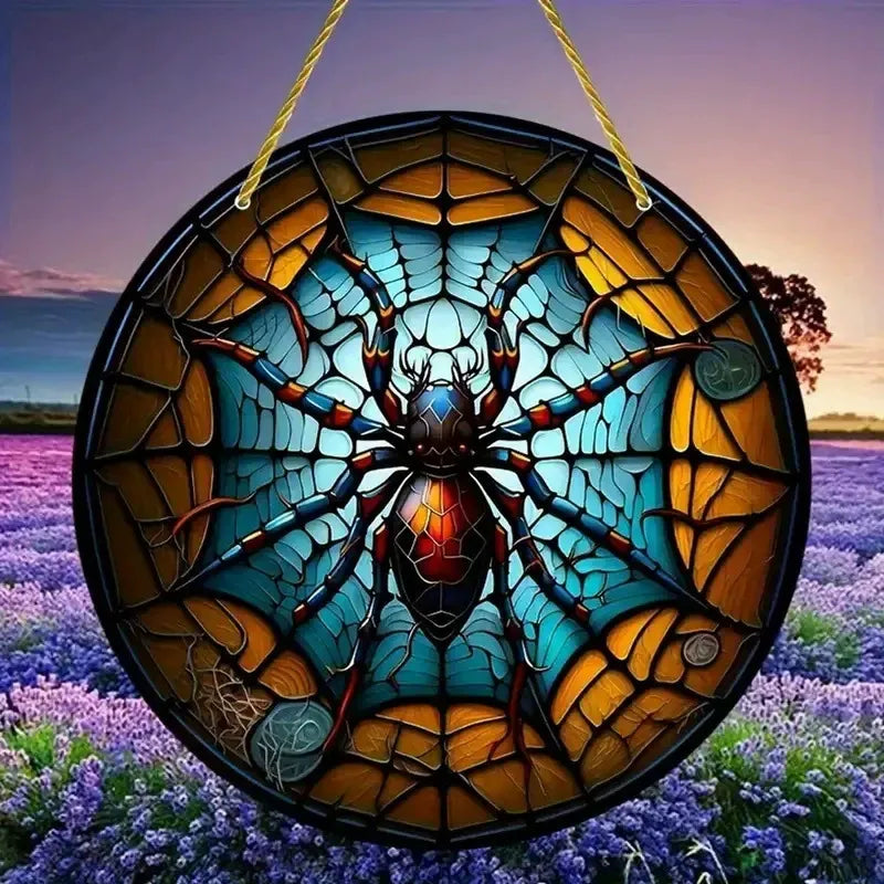 Spider Web Mandala Suncatcher Turquoise & Copper