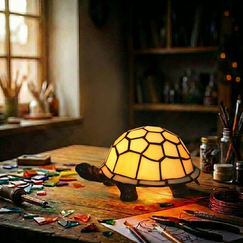 Stained Glass Turtle Accent Lamp Amber