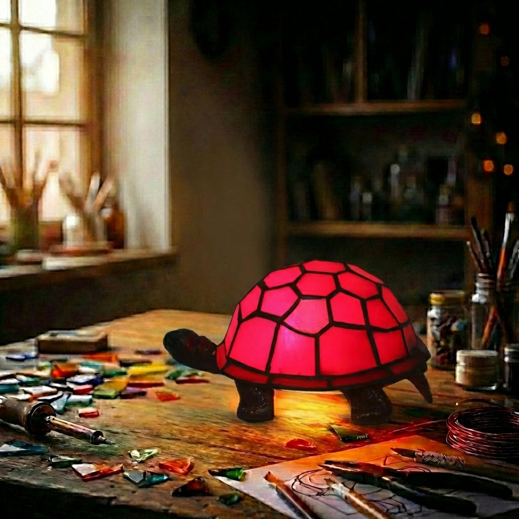 Stained Glass Turtle Nightlight Red