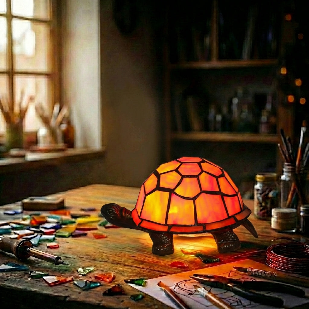 Stained Glass Turtle Nightlight Sunset Orange