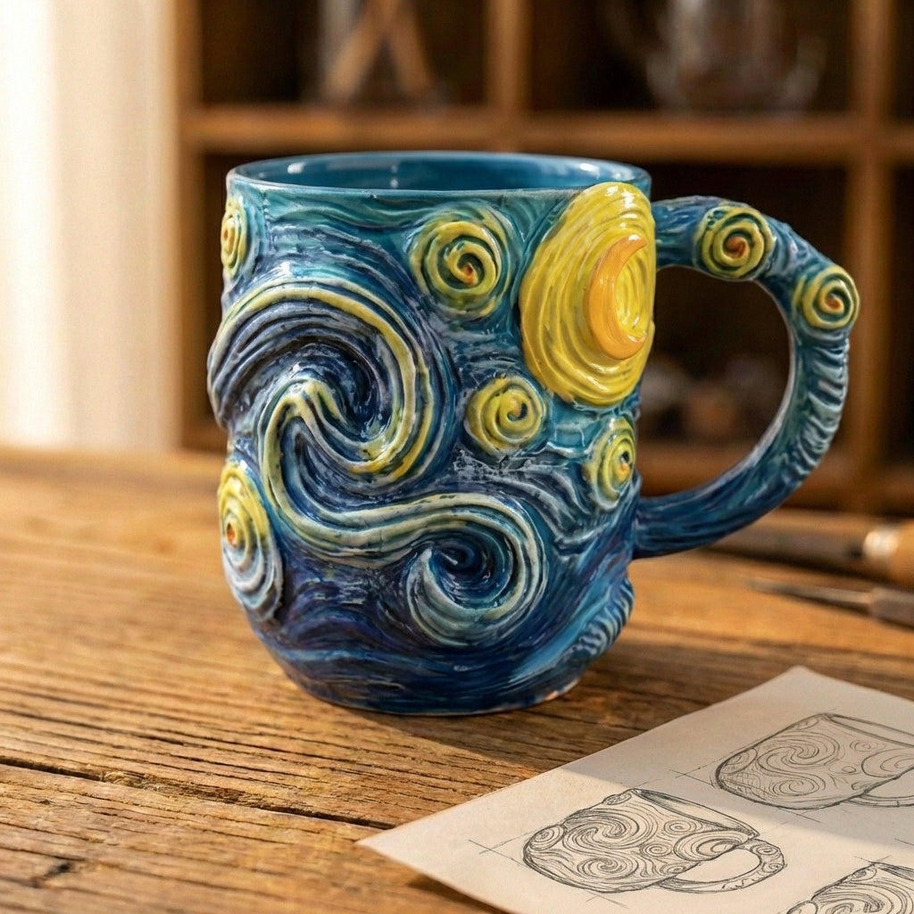 Starry Night Swirl Ceramic Mug