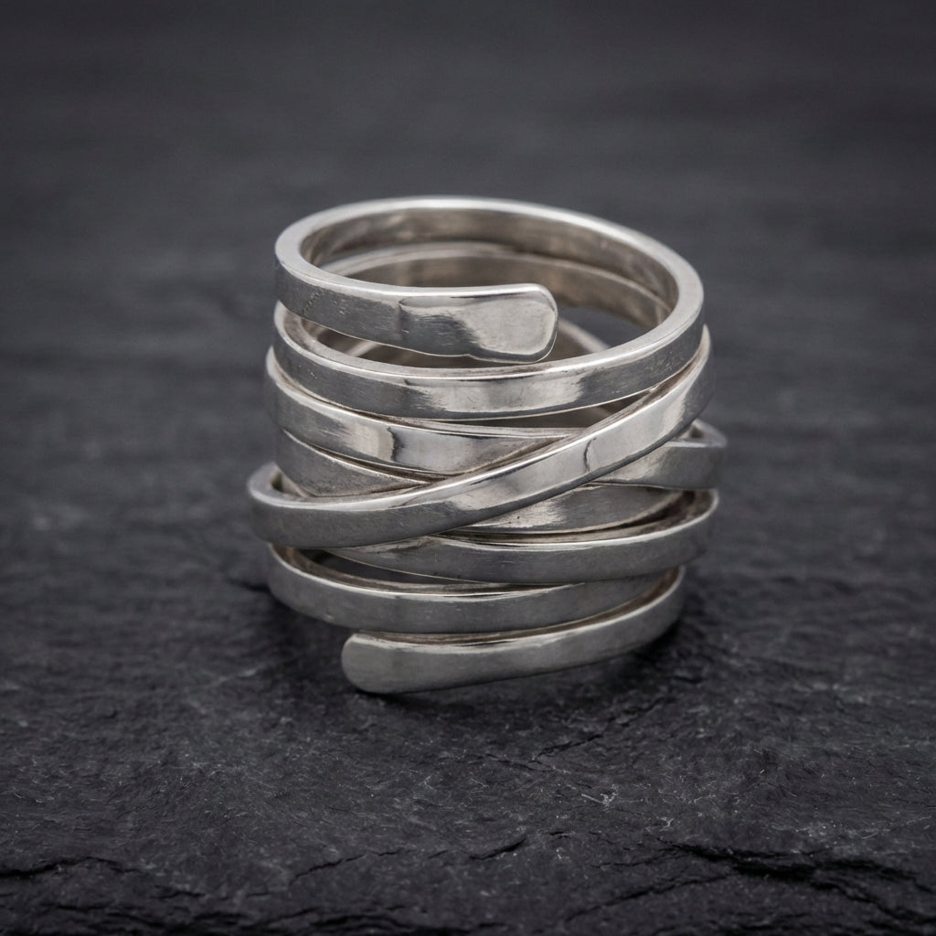 Statement Silver Wraparound Ring 75790089