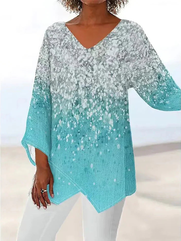 Top Blue With Silder Glitter Print