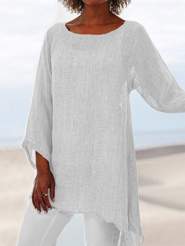 Top White Solid Linen Texture