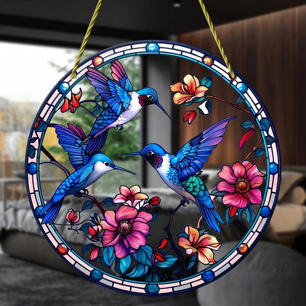 Triple Hummingbird Circle Suncatcher