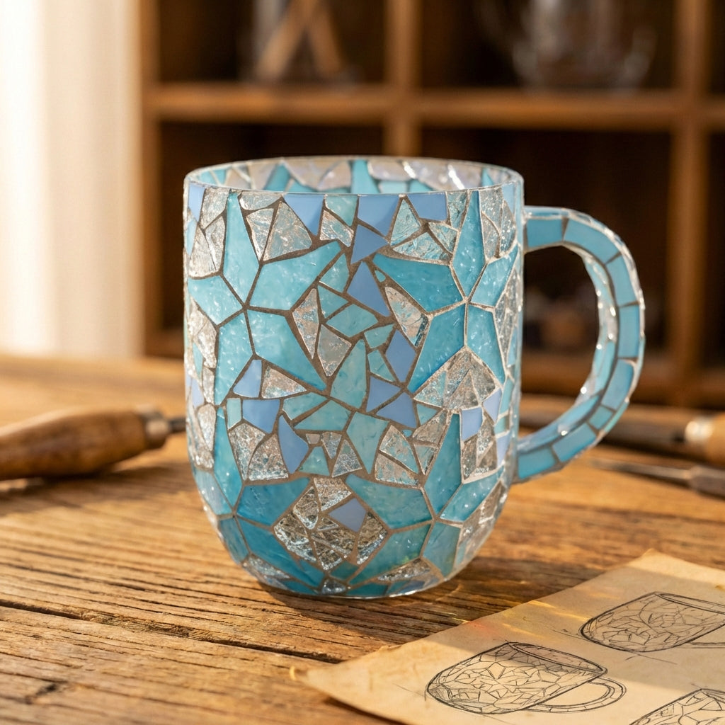 Turquoise Broken Glass Mosaic Mug
