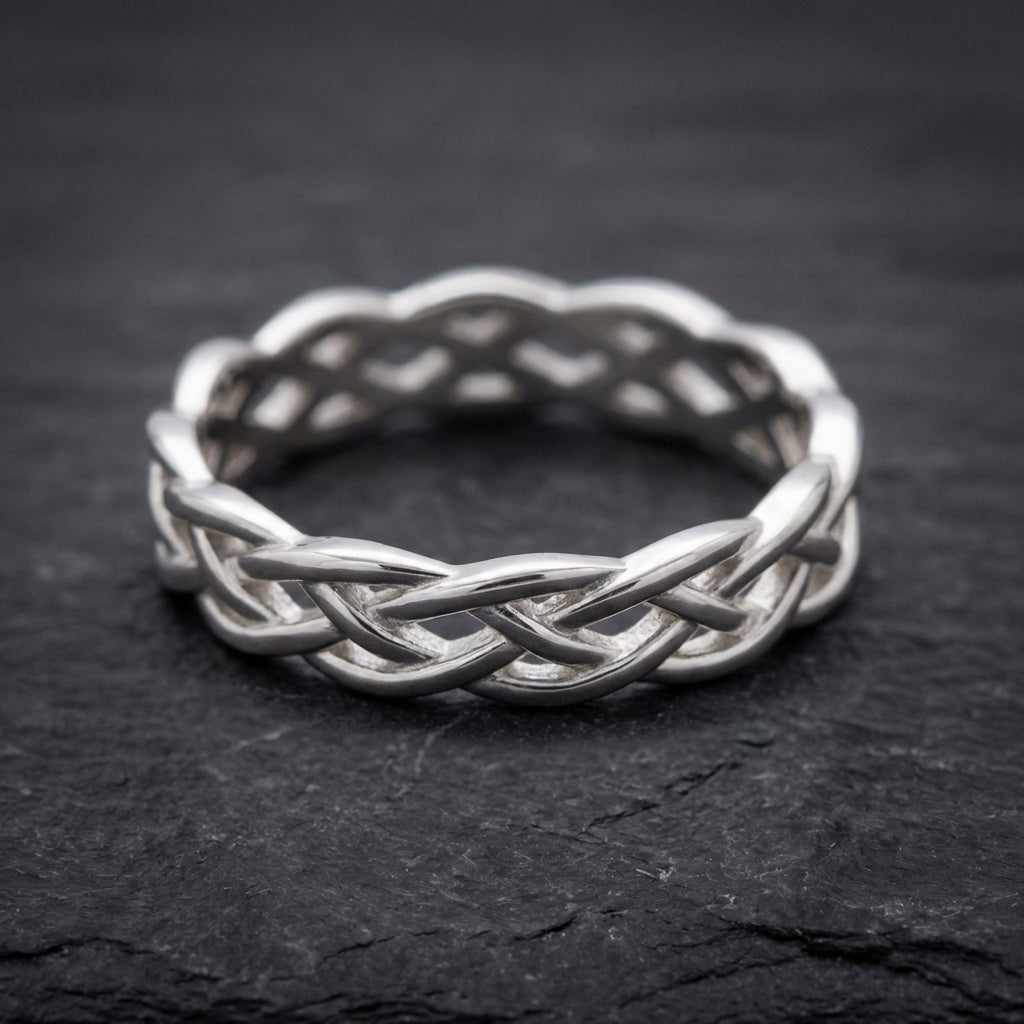 Twisted Silver Woven Band Ring