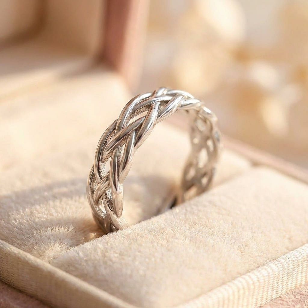 Twisted Silver Woven Band Ring