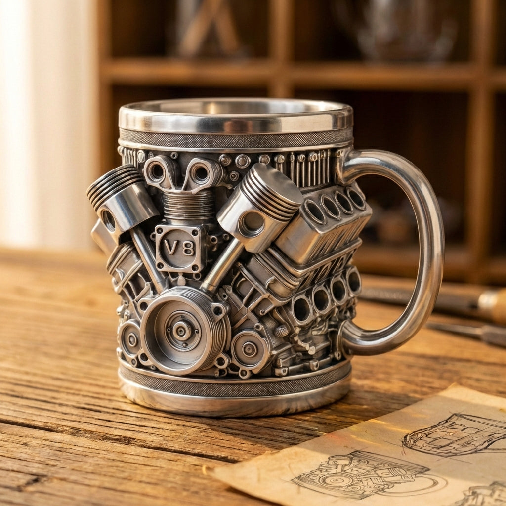 V8 Engine Block Metal Mug