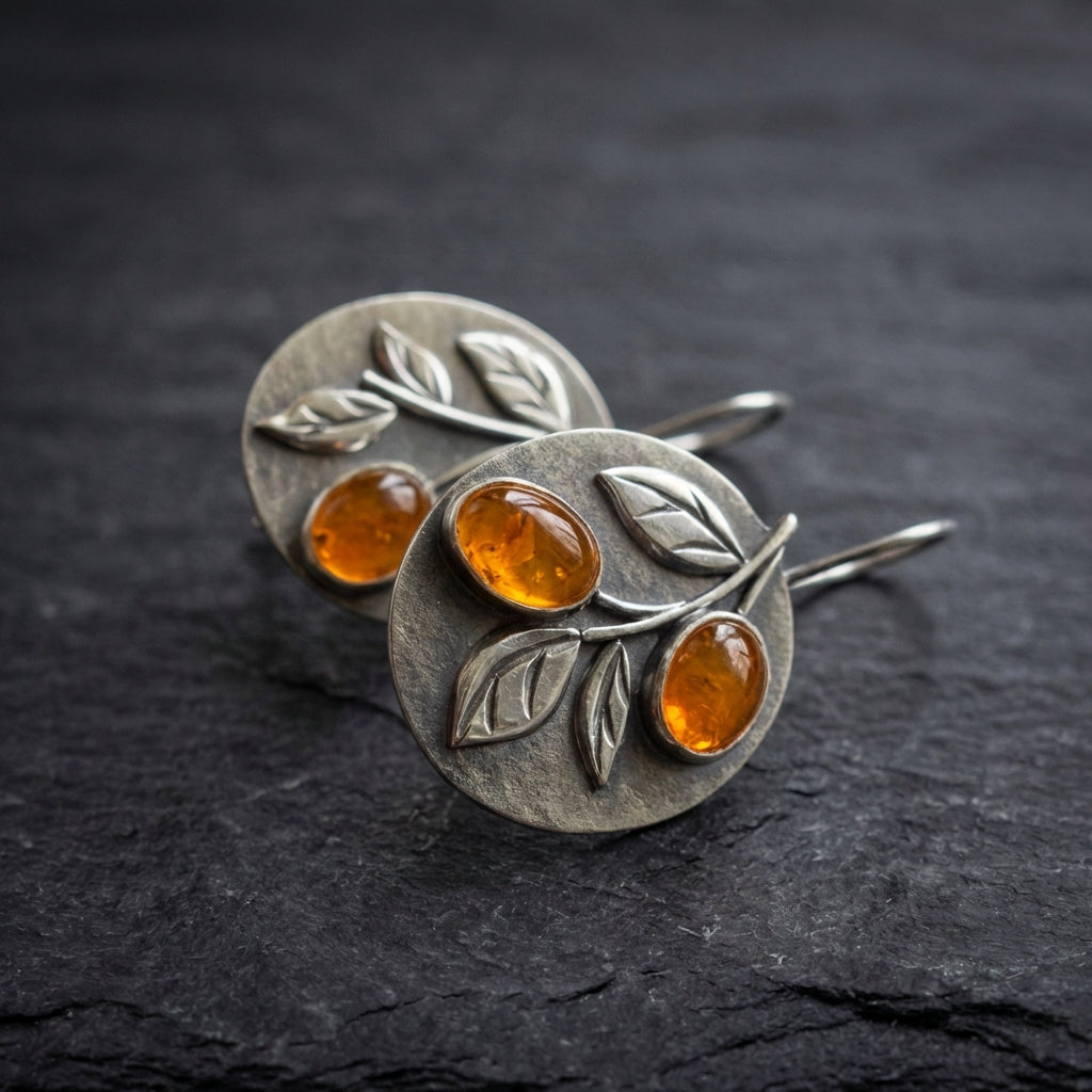 Vintage Amber Leaf Earrings 39026806