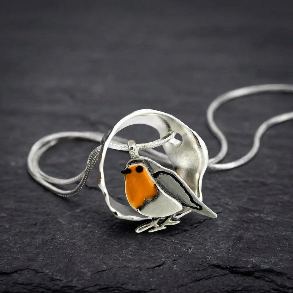 Vintage Artisan Silver Robin Bird Charm