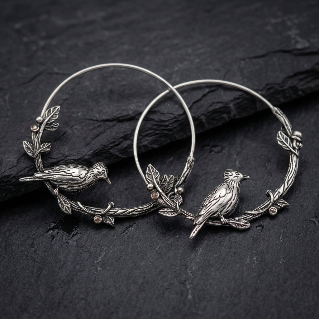 Vintage Bird Hoop Earrings 92407328