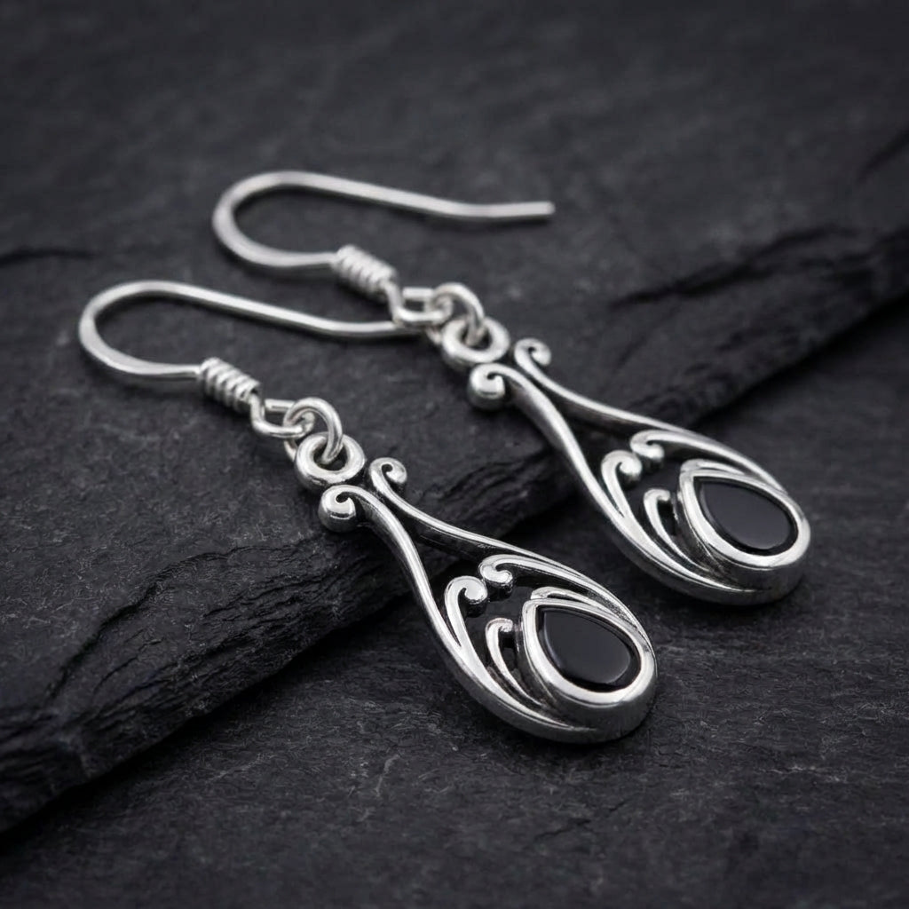 Vintage Black Onyx Earrings 64546462