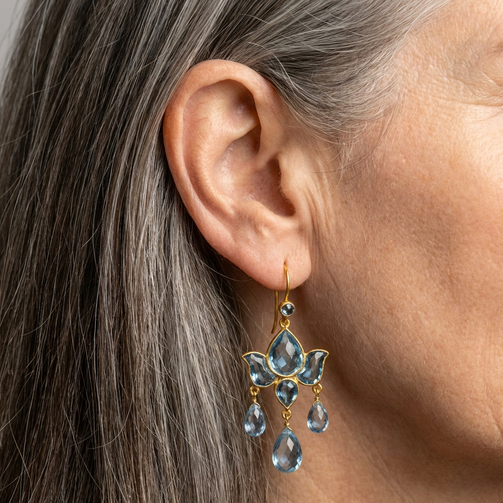 Vintage Blue Crystal Rain Earrings