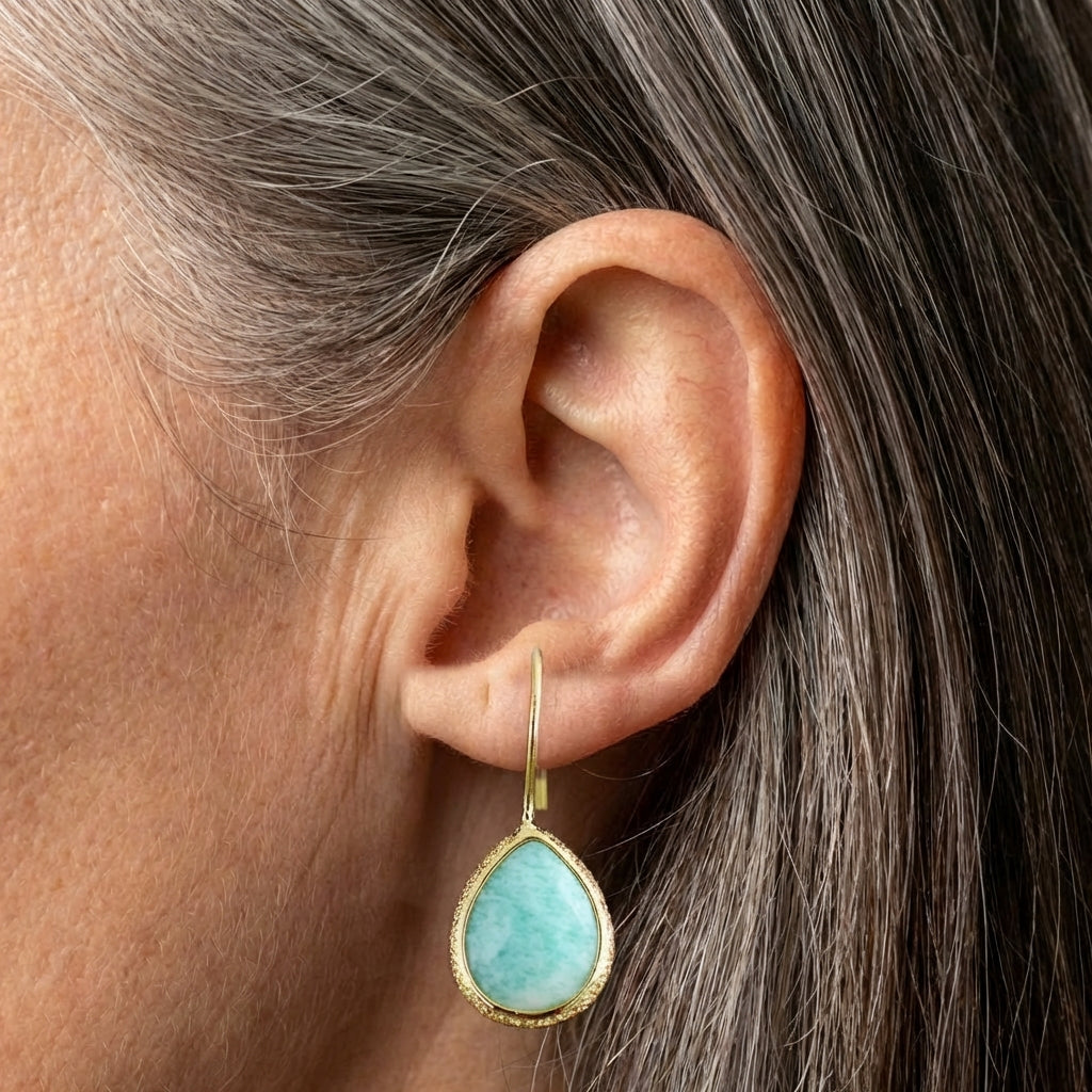 Vintage Blue Drop Gold Earrings
