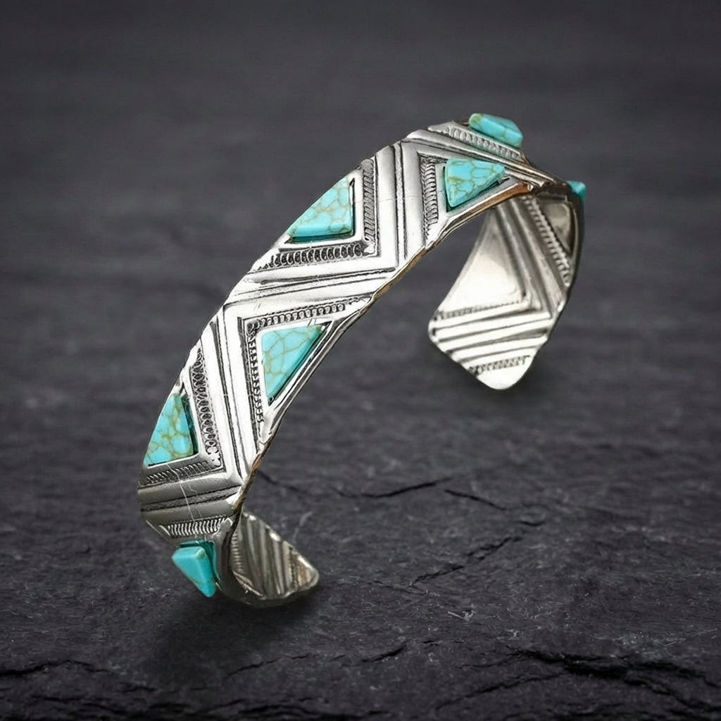 Vintage Bohemian Tribal Turquoise Bangle Bracelet