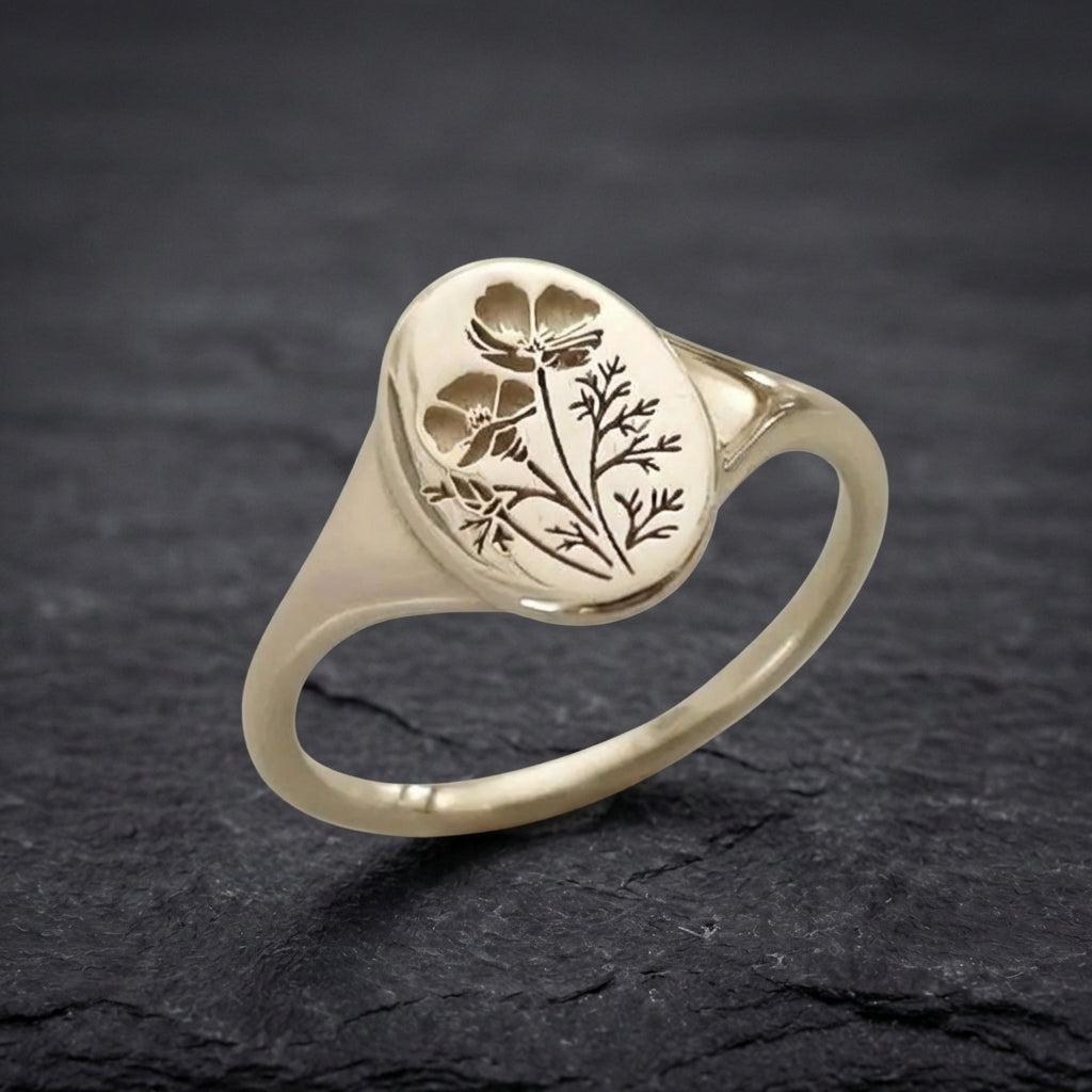 Vintage Botanical Signet Ring 14326877
