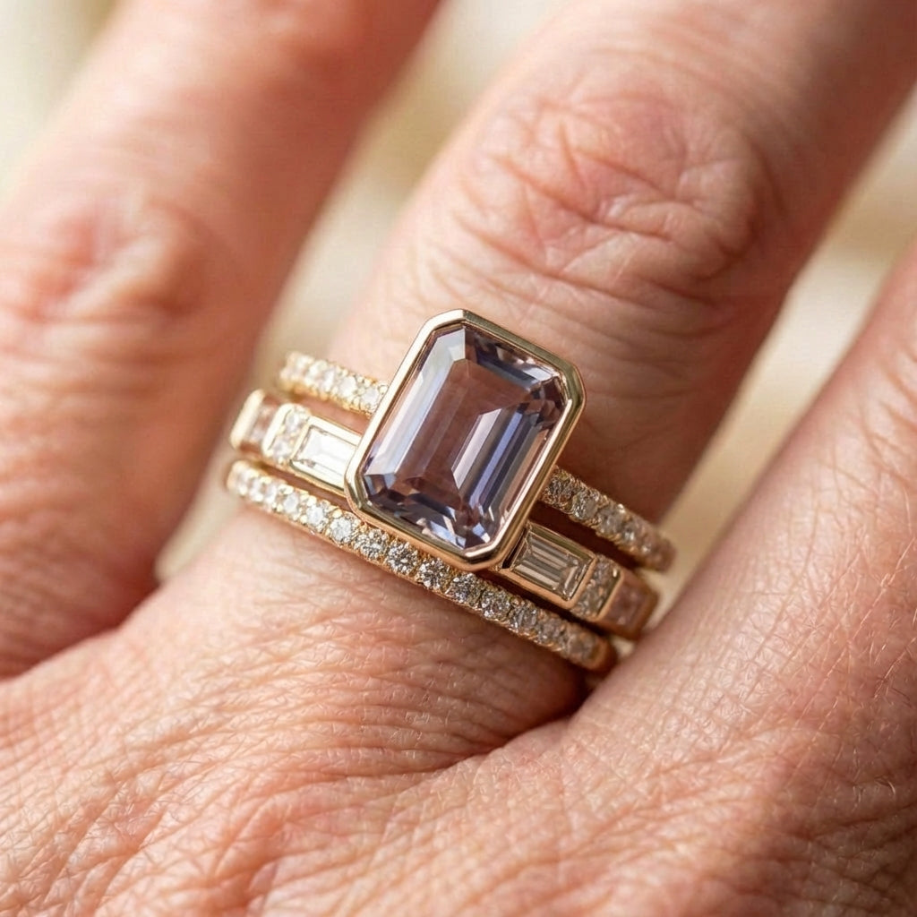Vintage Bright Glass Ring Set