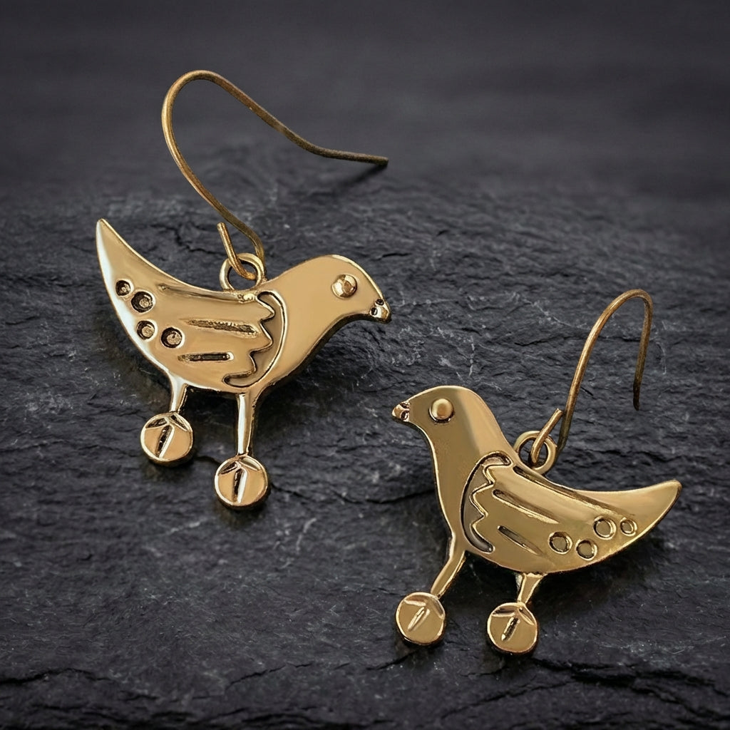 Vintage Bronze Bird Earrings 02546837