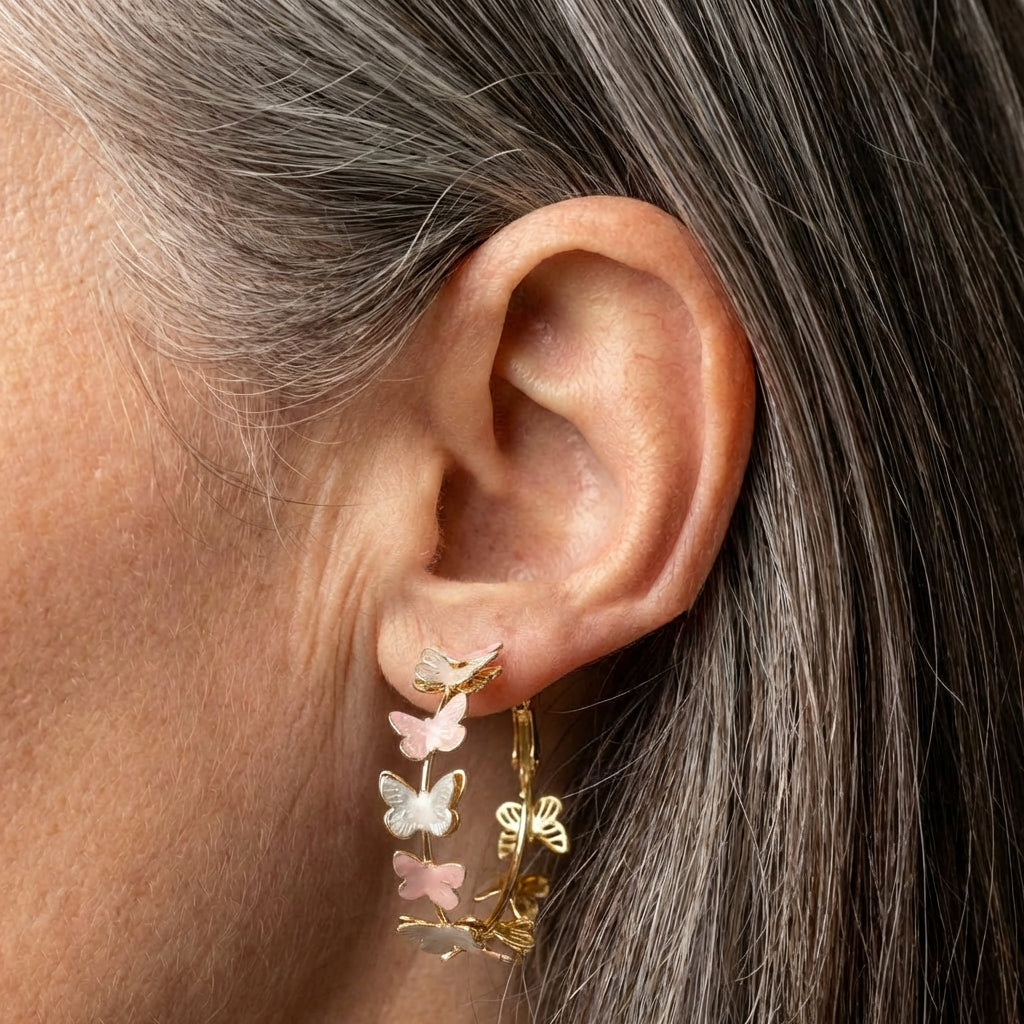 Vintage Butterflies Hoop Earrings