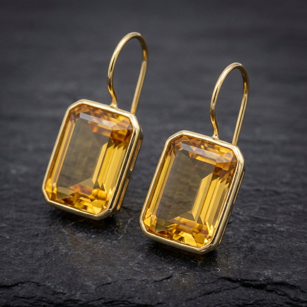 Vintage Citrine Dangle Earrings 08891055