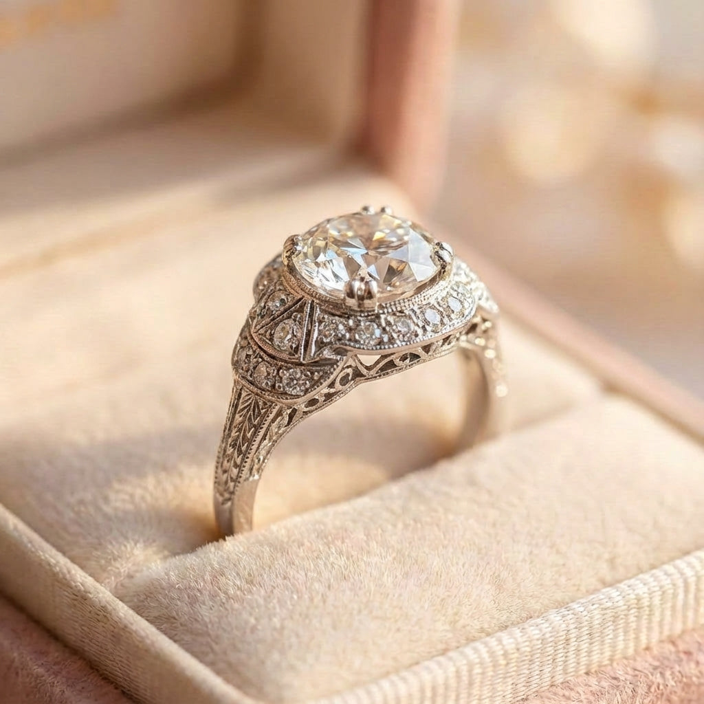 Vintage Crystalline Silver Ring