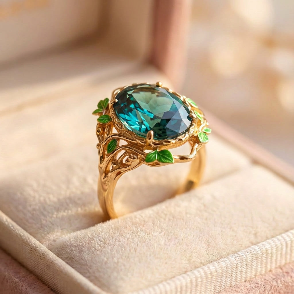 Vintage Emerald Leaf Ring