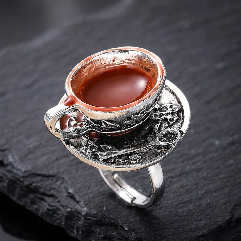 Vintage Enamel Teacup Ring 37652820